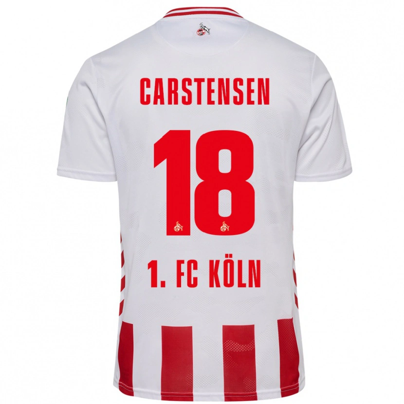 Danxen Homme Maillot Rasmus Carstensen #18 Blanc Rouge Tenues Domicile 2025/26 T-Shirt