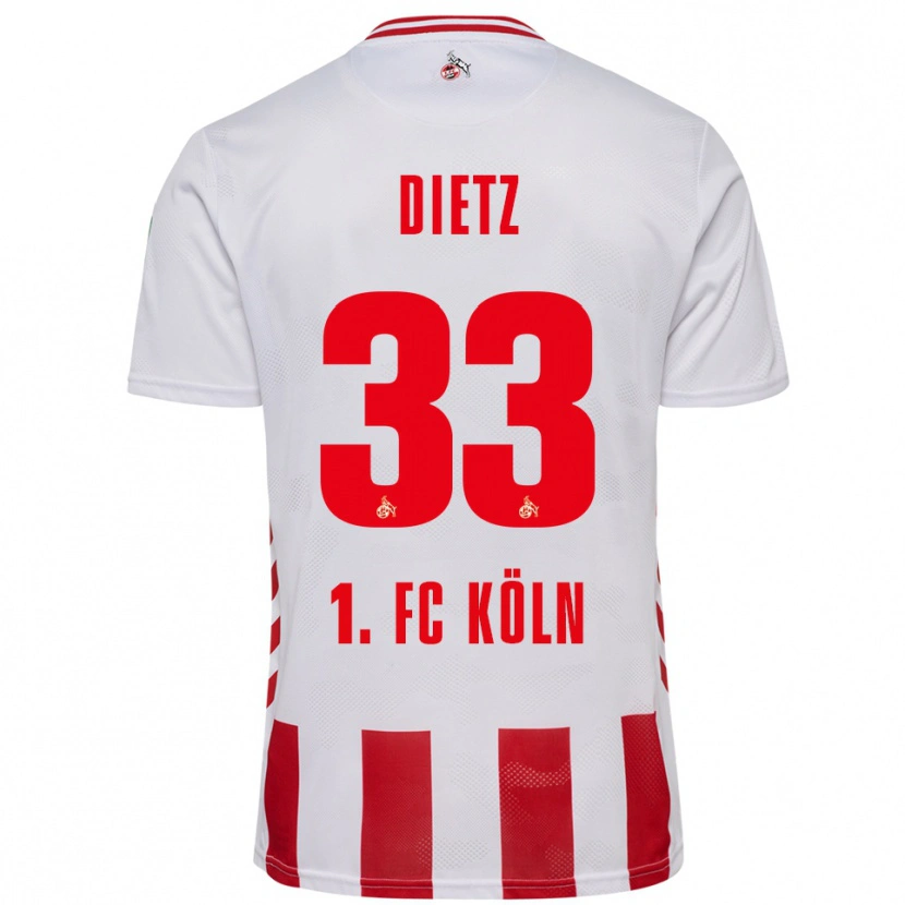 Danxen Homme Maillot Florian Dietz #33 Blanc Rouge Tenues Domicile 2025/26 T-Shirt