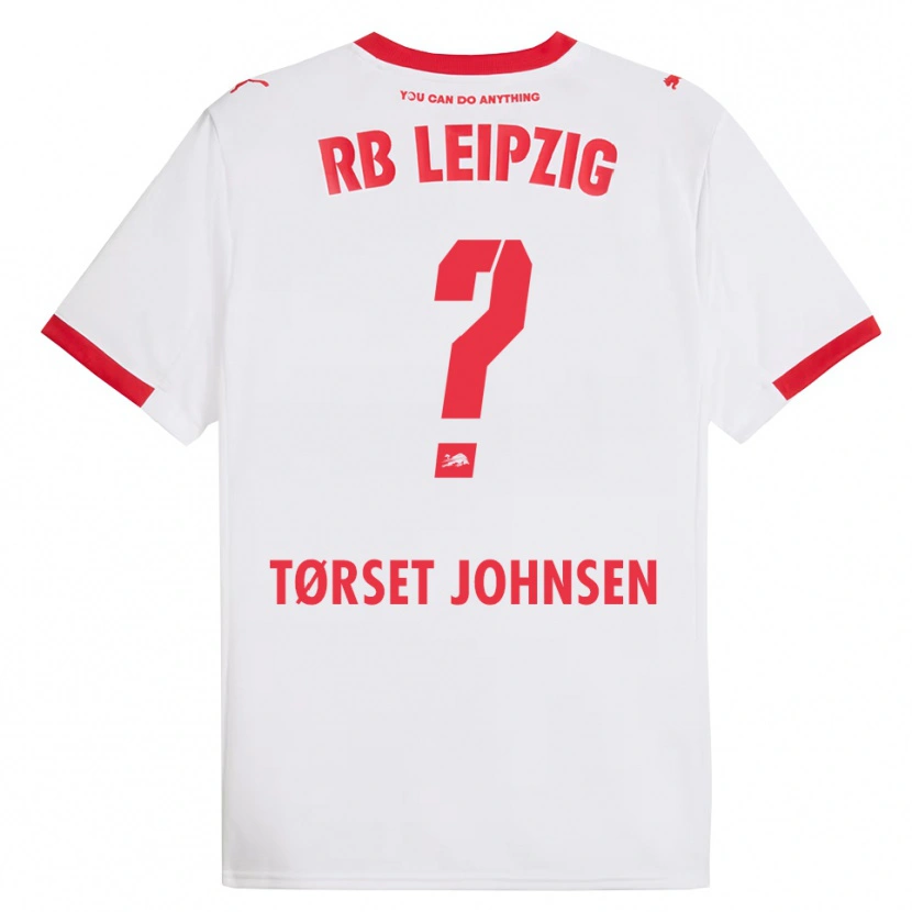 Danxen Homme Maillot Patrik Tørset Johnsen #0 Blanc Rouge Tenues Domicile 2025/26 T-Shirt