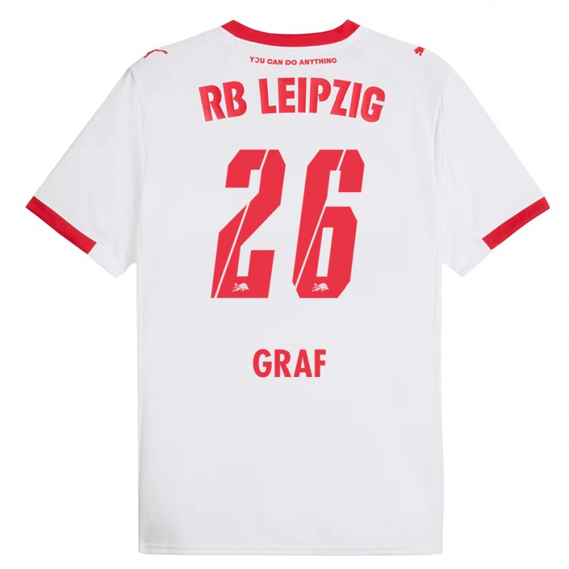 Danxen Homme Maillot Luca Maria Graf #26 Blanc Rouge Tenues Domicile 2025/26 T-Shirt