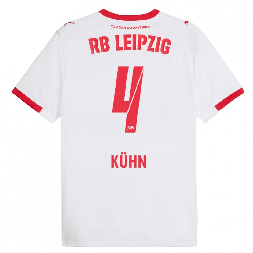 Danxen Homme Maillot Janne Kühn #4 Blanc Rouge Tenues Domicile 2025/26 T-Shirt