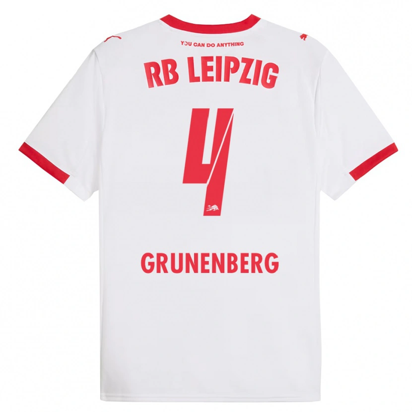 Danxen Homme Maillot Rucy Grunenberg #4 Blanc Rouge Tenues Domicile 2025/26 T-Shirt