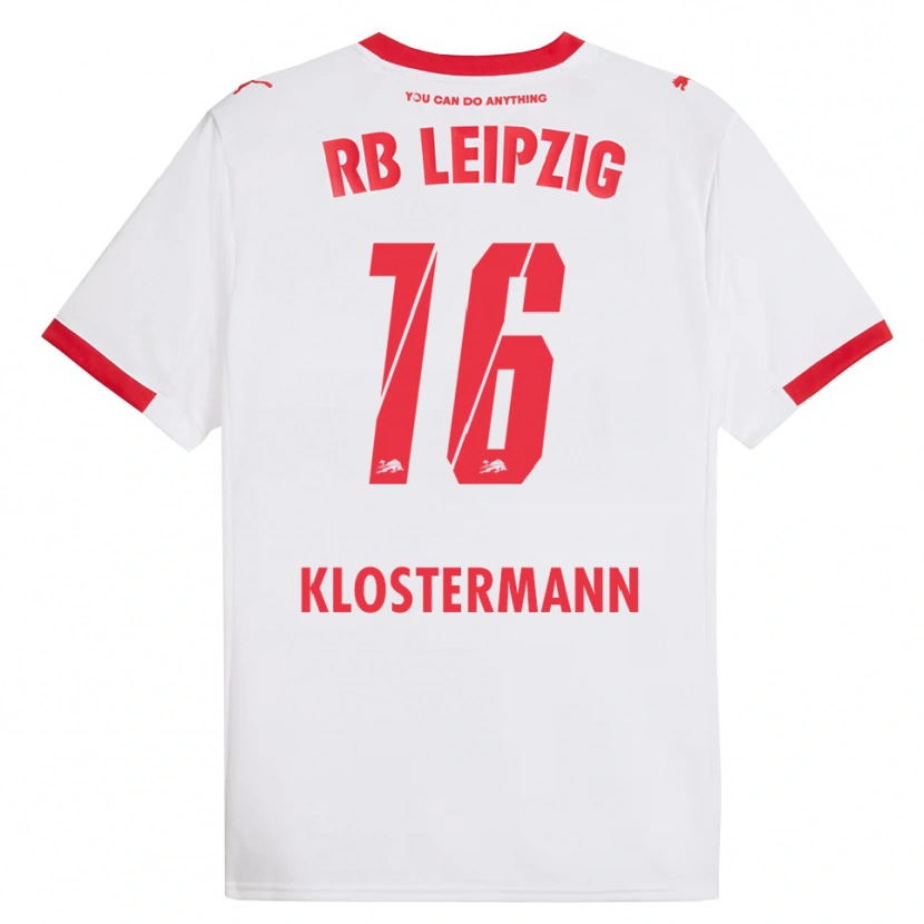 Danxen Homme Maillot Lukas Klostermann #16 Blanc Rouge Tenues Domicile 2025/26 T-Shirt