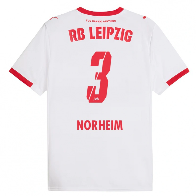 Danxen Homme Maillot Andrea Norheim #3 Blanc Rouge Tenues Domicile 2025/26 T-Shirt