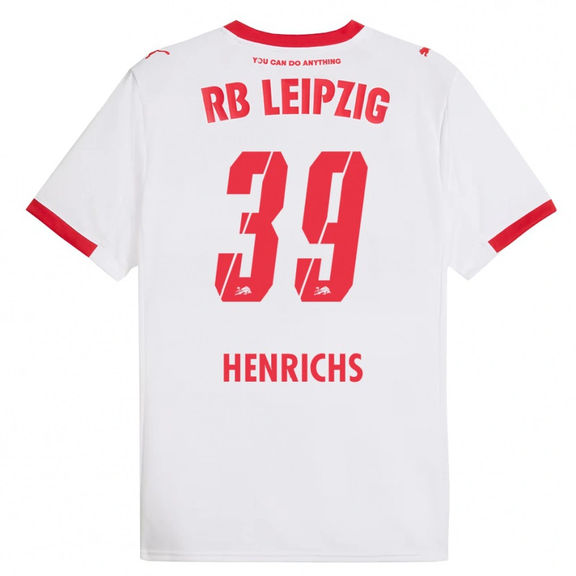 Danxen Homme Maillot Benjamin Henrichs #39 Blanc Rouge Tenues Domicile 2025/26 T-Shirt