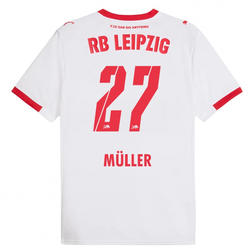 Danxen Homme Maillot Marlene Müller #27 Blanc Rouge Tenues Domicile 2025/26 T-Shirt