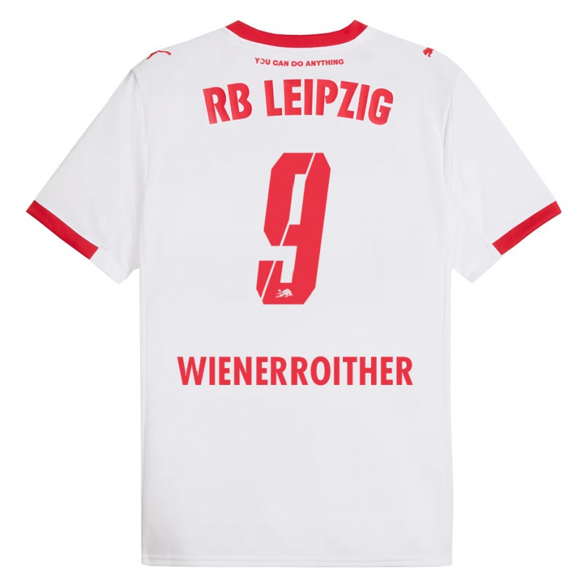 Danxen Homme Maillot Katja Wienerroither #9 Blanc Rouge Tenues Domicile 2025/26 T-Shirt