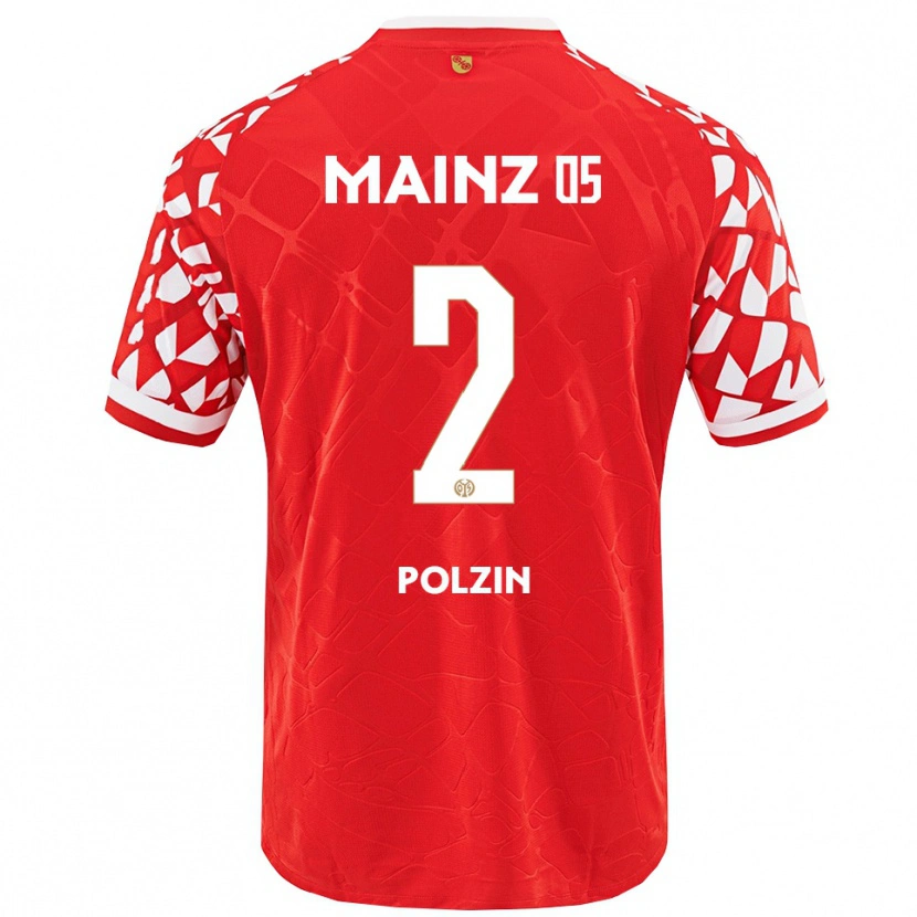 Danxen Homme Maillot Maximilian Polzin #2 Rouge Blanc Tenues Domicile 2025/26 T-Shirt