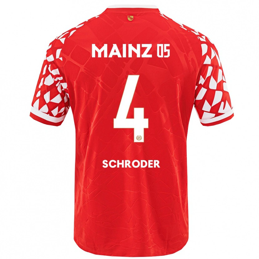 Danxen Homme Maillot Lara Schröder #4 Rouge Blanc Tenues Domicile 2025/26 T-Shirt