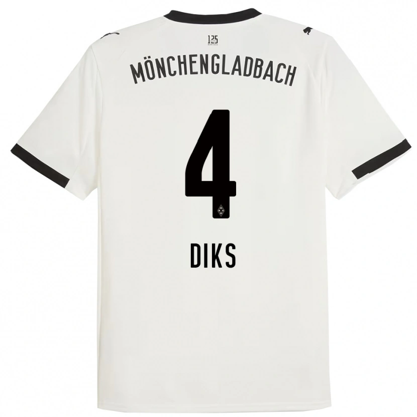 Danxen Homme Maillot Kevin Diks #4 Blanc Noir Tenues Domicile 2025/26 T-Shirt
