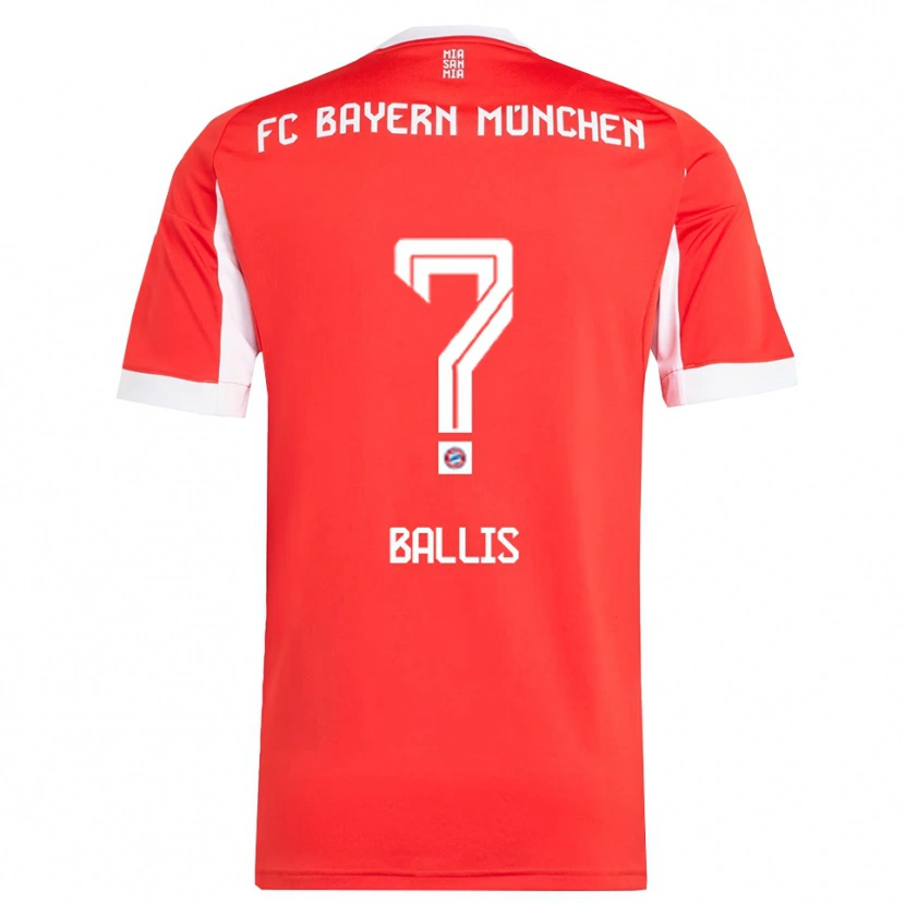 Danxen Homme Maillot Benjamin Ballis #0 Blanc Rouge Tenues Domicile 2025/26 T-Shirt