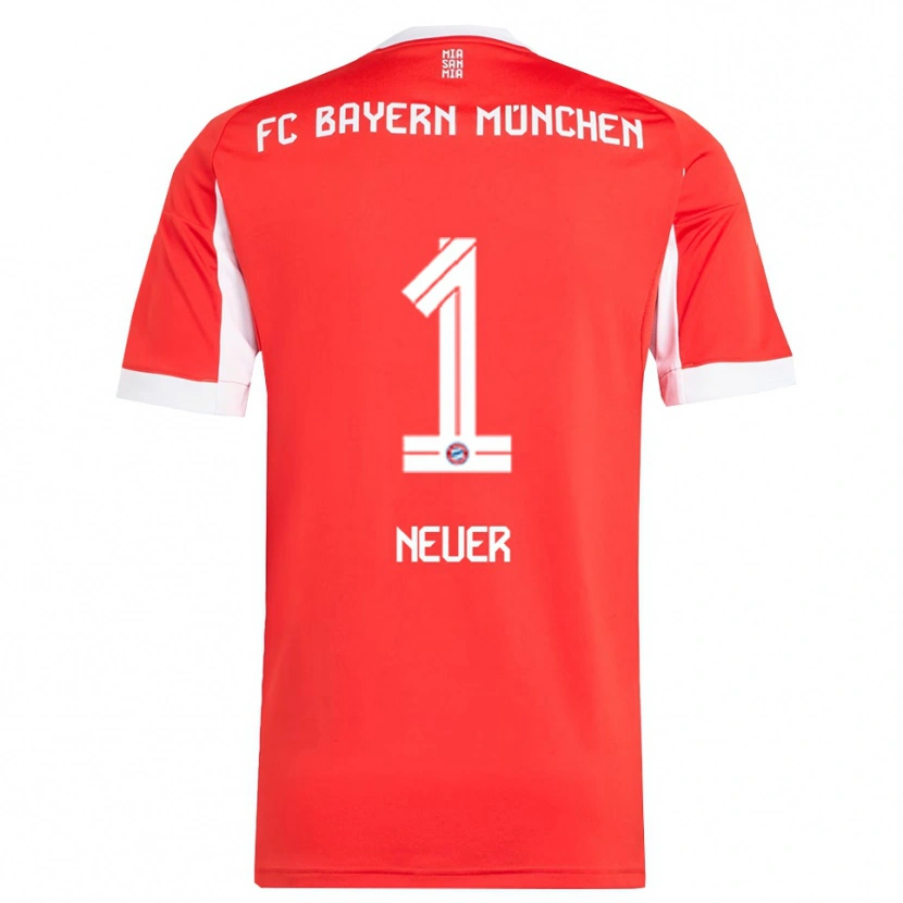 Danxen Homme Maillot Manuel Neuer #1 Blanc Rouge Tenues Domicile 2025/26 T-Shirt