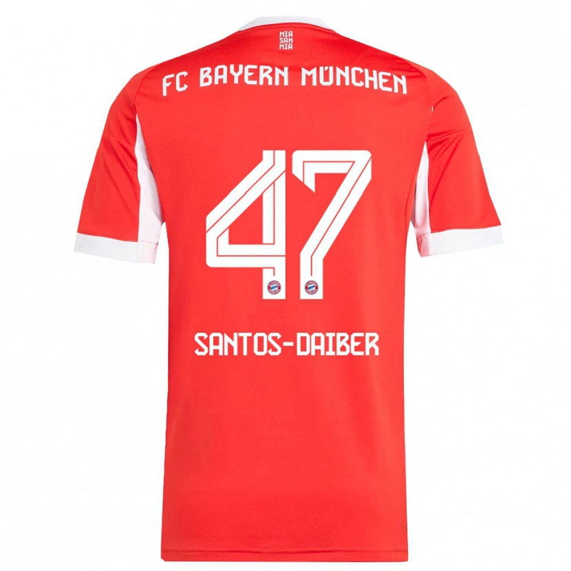 Danxen Homme Maillot David Santos Daiber #47 Blanc Rouge Tenues Domicile 2025/26 T-Shirt
