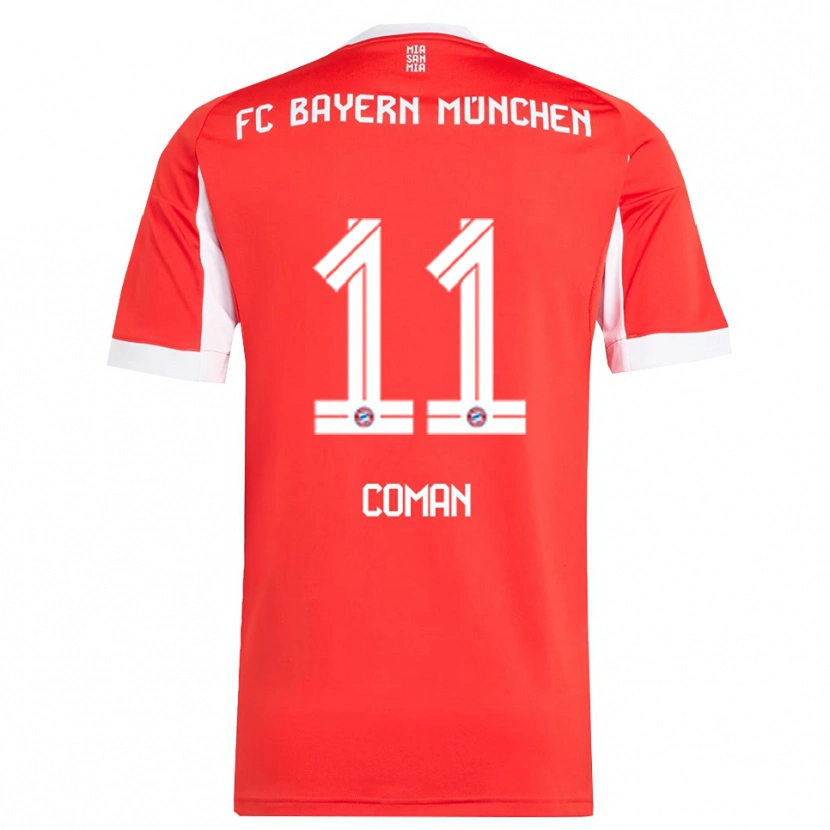 Danxen Homme Maillot Kingsley Coman #11 Blanc Rouge Tenues Domicile 2025/26 T-Shirt