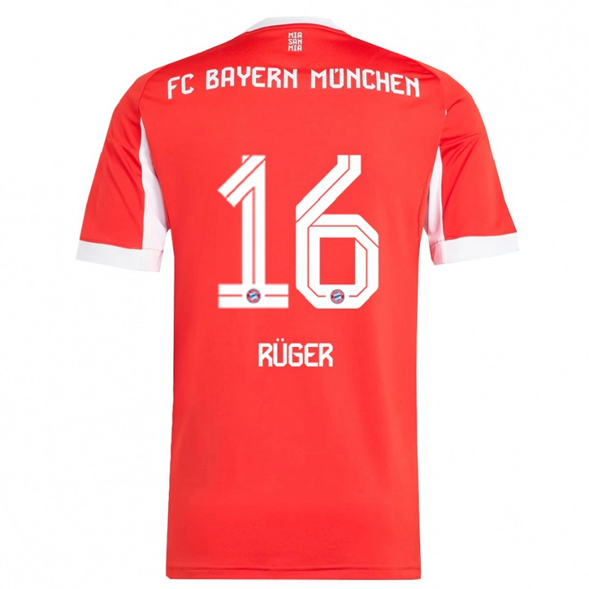 Danxen Homme Maillot Kurt Rüger #16 Blanc Rouge Tenues Domicile 2025/26 T-Shirt