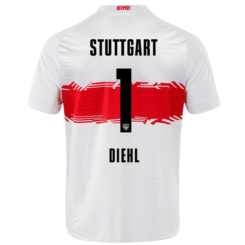 Danxen Homme Maillot Vanessa Diehl #1 Blanc Rouge Tenues Domicile 2025/26 T-Shirt
