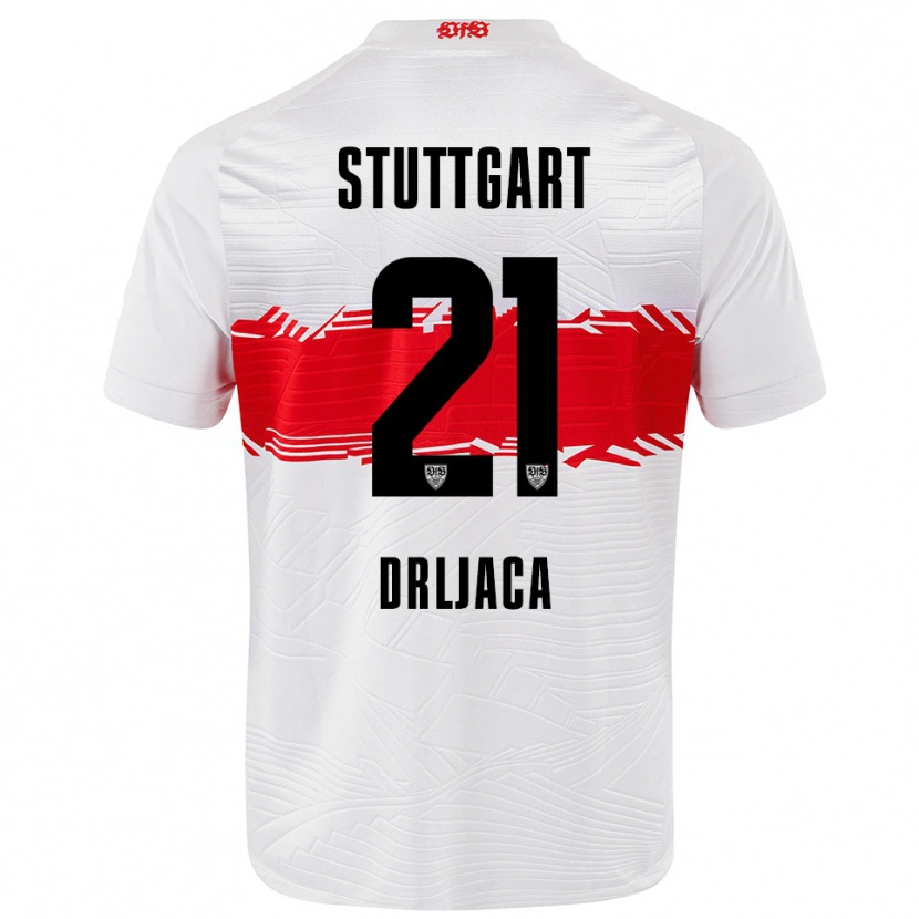 Danxen Homme Maillot Stefan Drljaca #21 Blanc Rouge Tenues Domicile 2025/26 T-Shirt