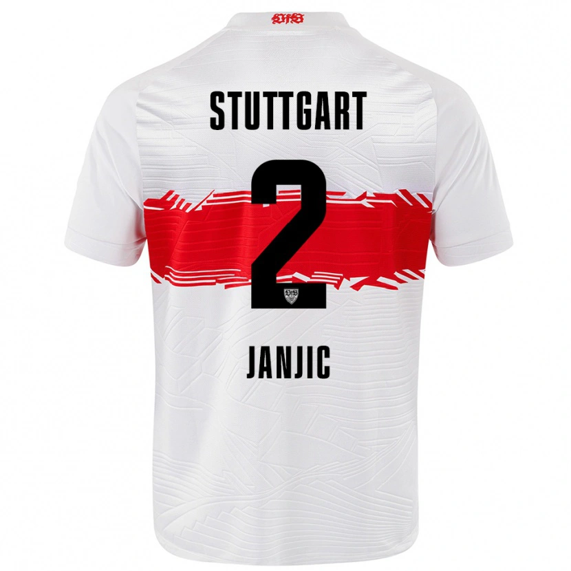 Danxen Homme Maillot Antonijo Janjic #2 Blanc Rouge Tenues Domicile 2025/26 T-Shirt
