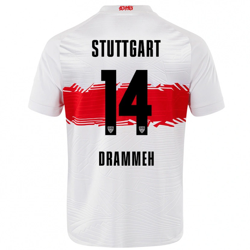 Danxen Homme Maillot Mohamed Drammeh #14 Blanc Rouge Tenues Domicile 2025/26 T-Shirt