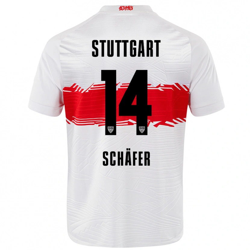 Danxen Homme Maillot Katharina Schäfer #14 Blanc Rouge Tenues Domicile 2025/26 T-Shirt