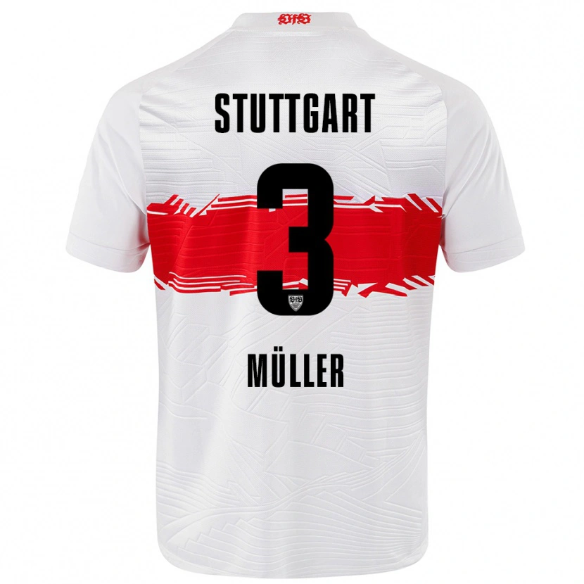 Danxen Homme Maillot Lenelotte Müller #3 Blanc Rouge Tenues Domicile 2025/26 T-Shirt