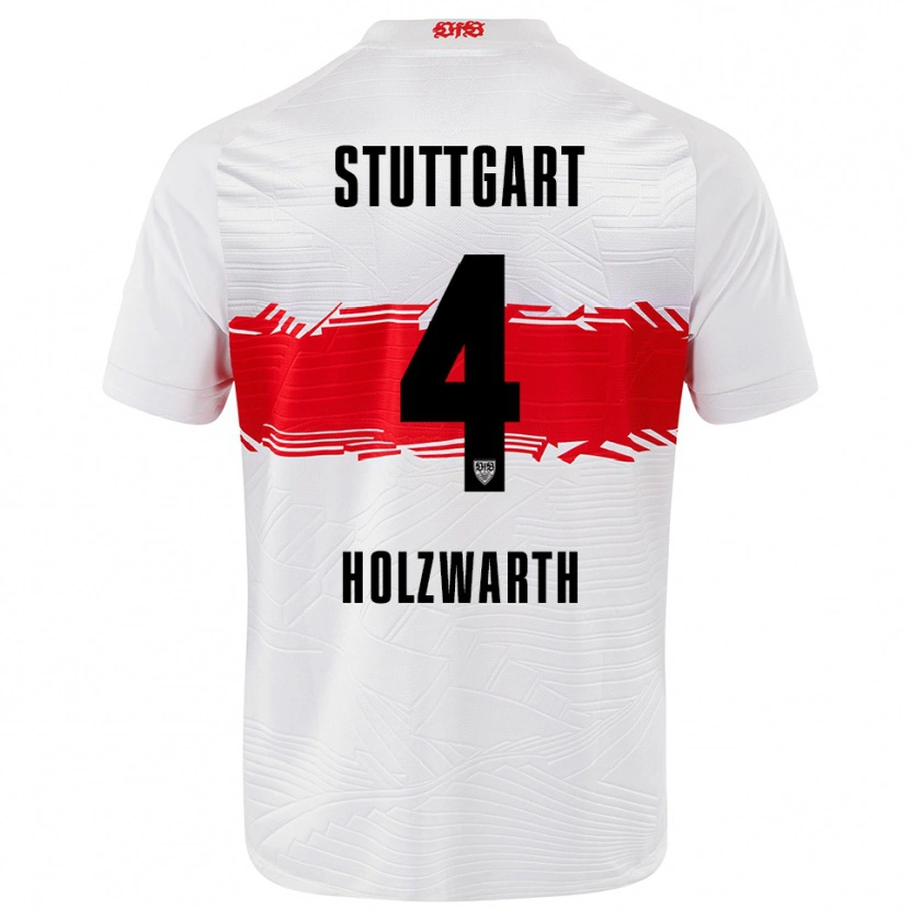 Danxen Homme Maillot Luc Holzwarth #4 Blanc Rouge Tenues Domicile 2025/26 T-Shirt