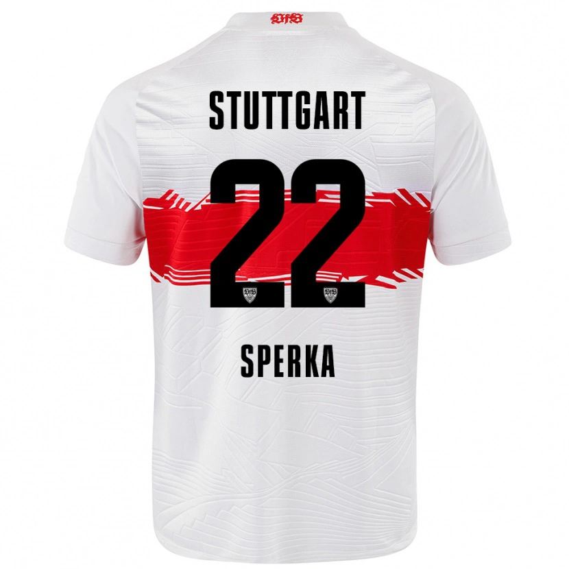 Danxen Homme Maillot Bastian Sperka #22 Blanc Rouge Tenues Domicile 2025/26 T-Shirt