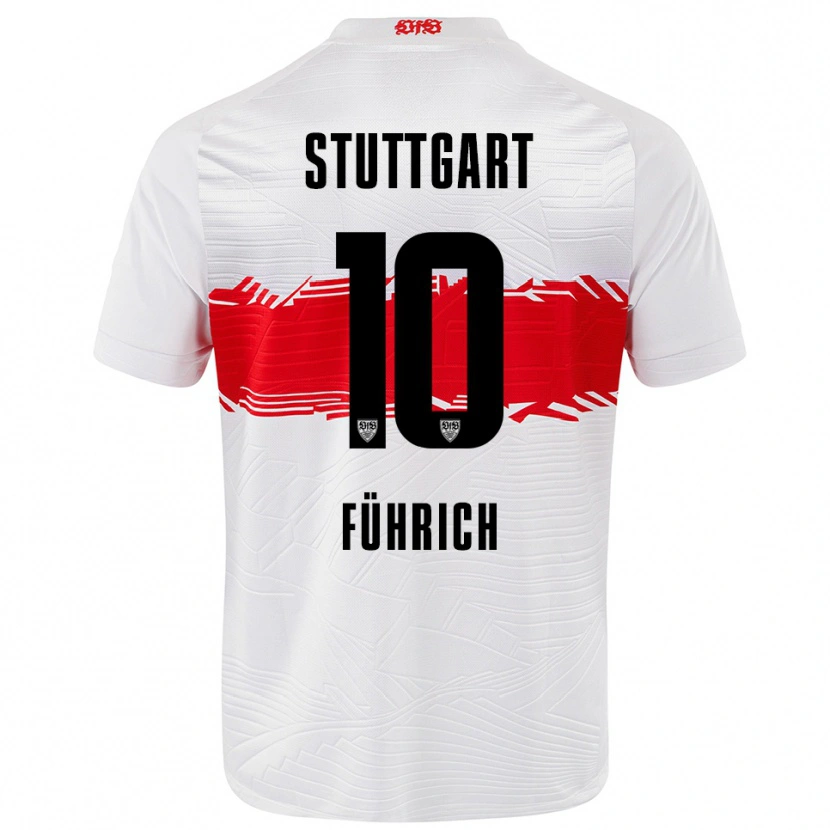 Danxen Homme Maillot Chris Führich #10 Blanc Rouge Tenues Domicile 2025/26 T-Shirt