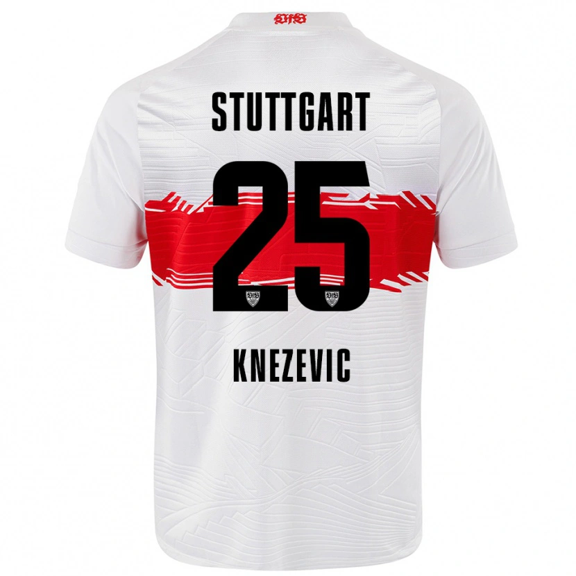 Danxen Homme Maillot Ivan Knezevic #25 Blanc Rouge Tenues Domicile 2025/26 T-Shirt