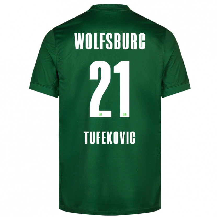 Danxen Homme Maillot Martina Tufekovic #21 Vert Blanc Tenues Domicile 2025/26 T-Shirt