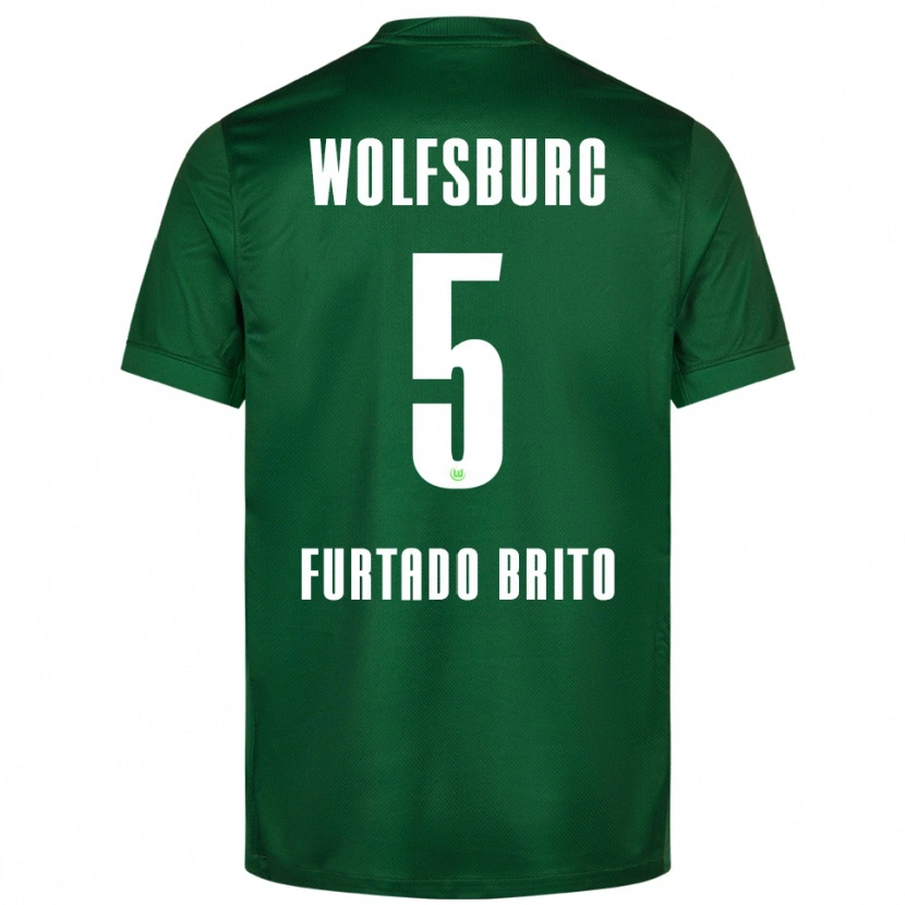 Danxen Homme Maillot Dinaylo Furtado Brito #5 Vert Blanc Tenues Domicile 2025/26 T-Shirt