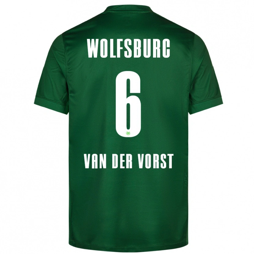 Danxen Homme Maillot Fynn Van Der Vorst #6 Vert Blanc Tenues Domicile 2025/26 T-Shirt