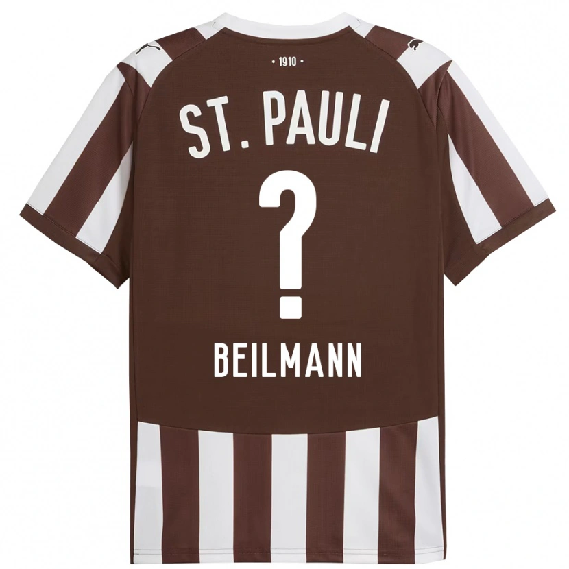 Danxen Homme Maillot Erwin Beilmann #0 Café Blanc Tenues Domicile 2025/26 T-Shirt