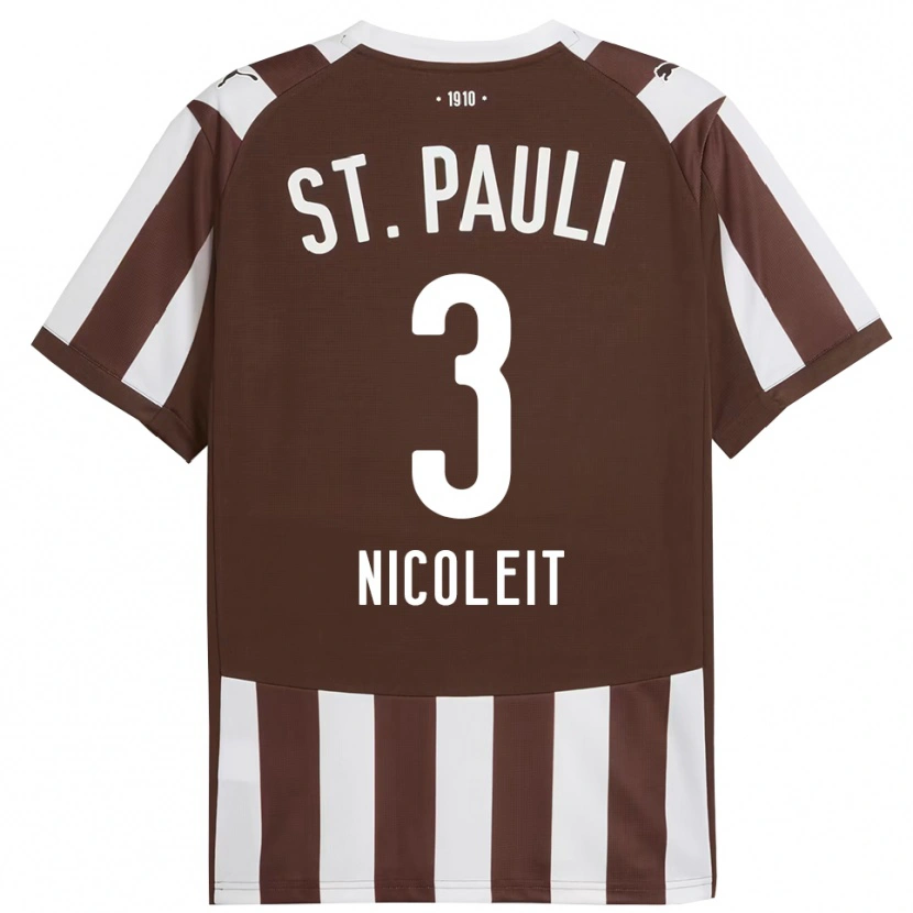 Danxen Homme Maillot Gianna Nicoleit #3 Café Blanc Tenues Domicile 2025/26 T-Shirt