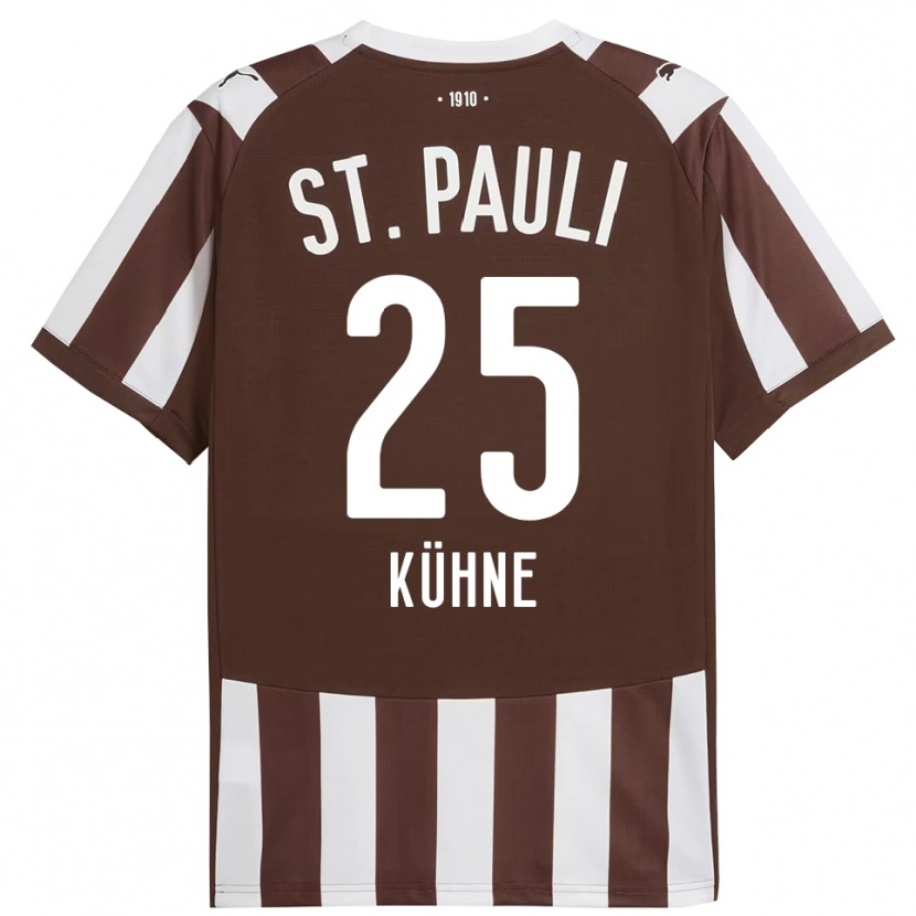 Danxen Homme Maillot Florian Kühne #25 Café Blanc Tenues Domicile 2025/26 T-Shirt