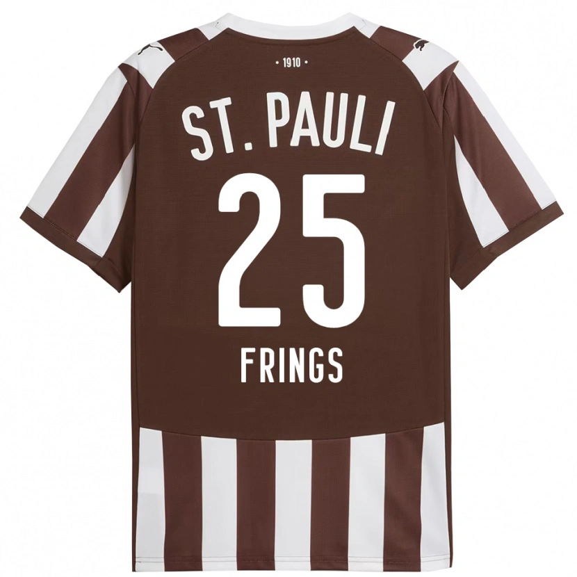 Danxen Homme Maillot Emma Frings #25 Café Blanc Tenues Domicile 2025/26 T-Shirt