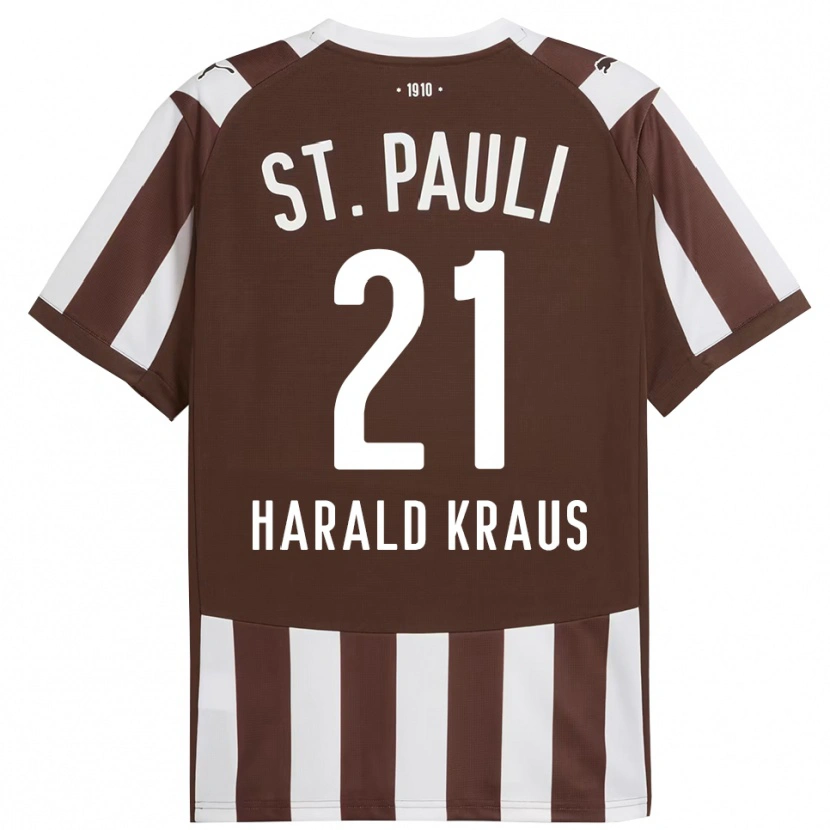 Danxen Homme Maillot Stefan Harald Kraus #21 Café Blanc Tenues Domicile 2025/26 T-Shirt