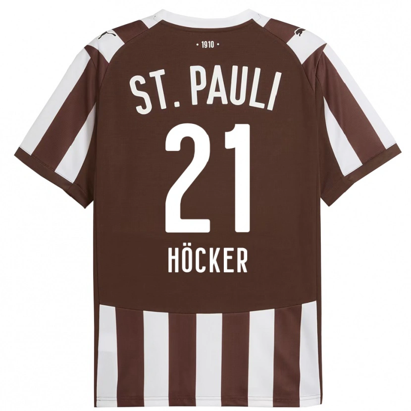 Danxen Homme Maillot Elias Höcker #21 Café Blanc Tenues Domicile 2025/26 T-Shirt
