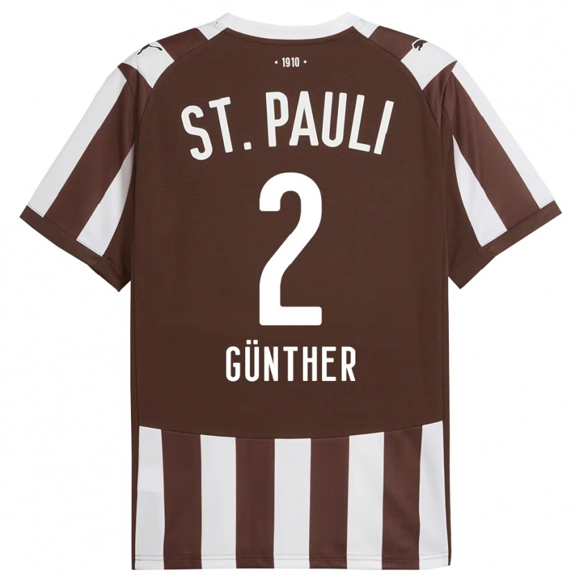 Danxen Homme Maillot Luca Günther #2 Café Blanc Tenues Domicile 2025/26 T-Shirt