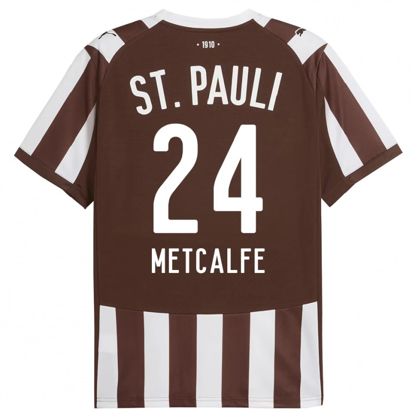 Danxen Homme Maillot Connor Metcalfe #24 Café Blanc Tenues Domicile 2025/26 T-Shirt