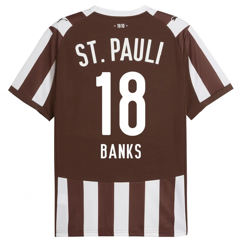 Danxen Homme Maillot Scott Banks #18 Café Blanc Tenues Domicile 2025/26 T-Shirt