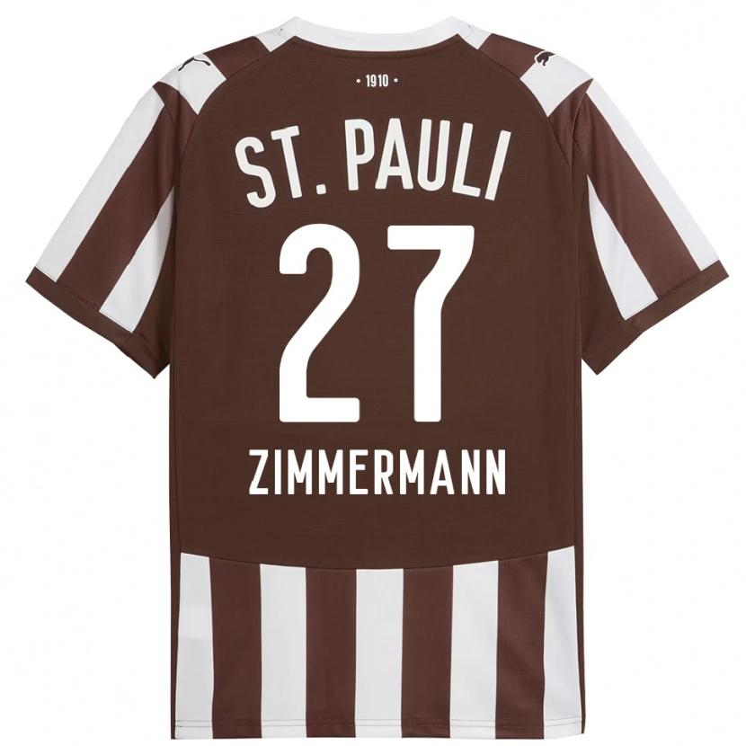 Danxen Homme Maillot Tara Zimmermann #27 Café Blanc Tenues Domicile 2025/26 T-Shirt