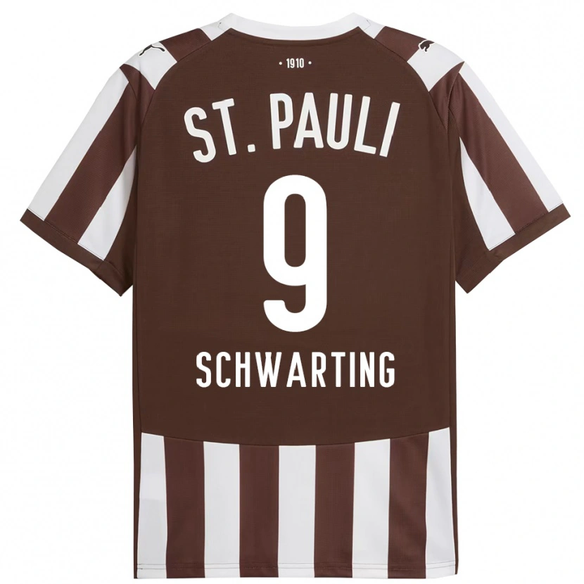 Danxen Homme Maillot Dominik Schwarting #9 Café Blanc Tenues Domicile 2025/26 T-Shirt
