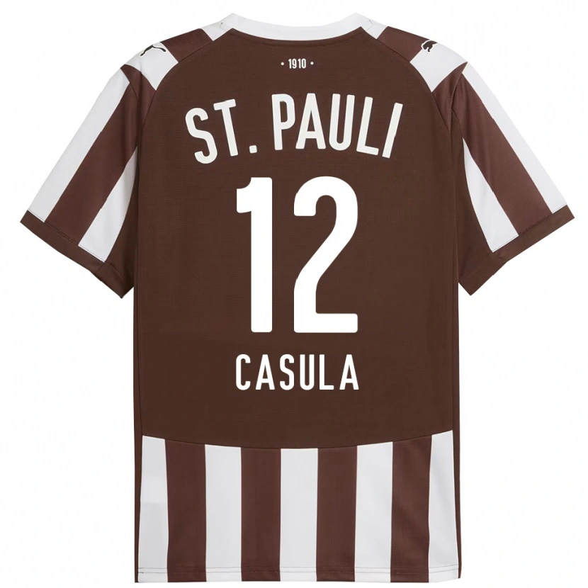 Danxen Homme Maillot David Casula #12 Café Blanc Tenues Domicile 2025/26 T-Shirt