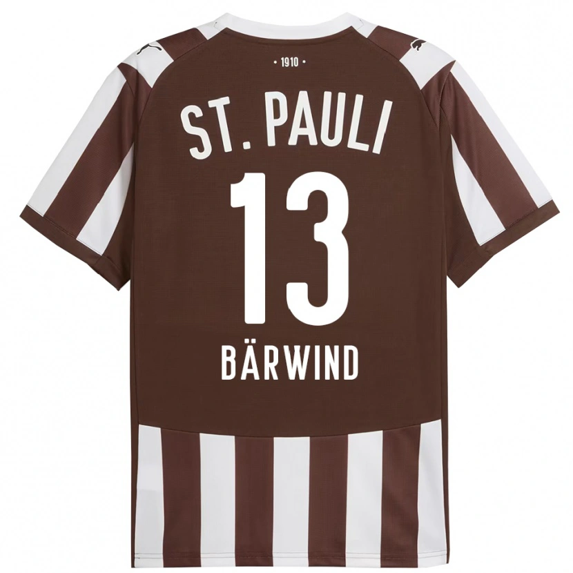 Danxen Homme Maillot Jonas Bärwind #13 Café Blanc Tenues Domicile 2025/26 T-Shirt