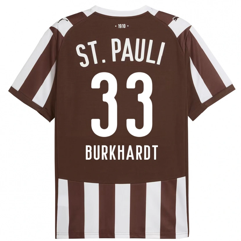 Danxen Homme Maillot Jannik Burkhardt #33 Café Blanc Tenues Domicile 2025/26 T-Shirt