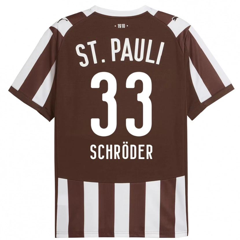 Danxen Homme Maillot Lennard Schröder #33 Café Blanc Tenues Domicile 2025/26 T-Shirt