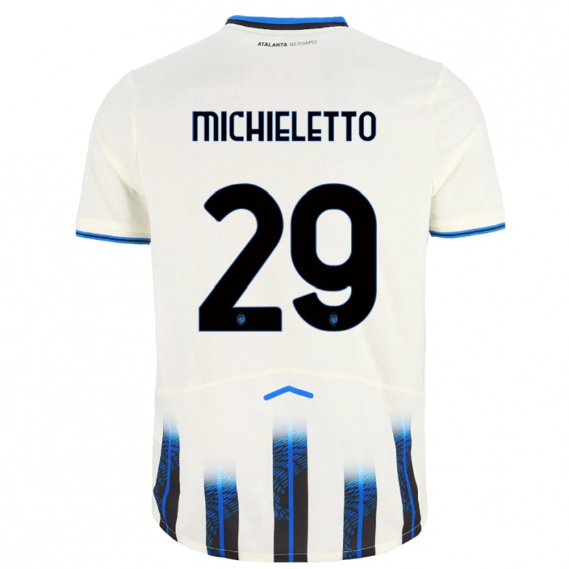 Danxen Homme Maillot Andrea Michieletto #29 Blanc Bleu Tenues Extérieur 2025/26 T-Shirt