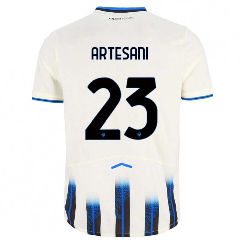 Danxen Homme Maillot Nicolò Artesani #23 Blanc Bleu Tenues Extérieur 2025/26 T-Shirt