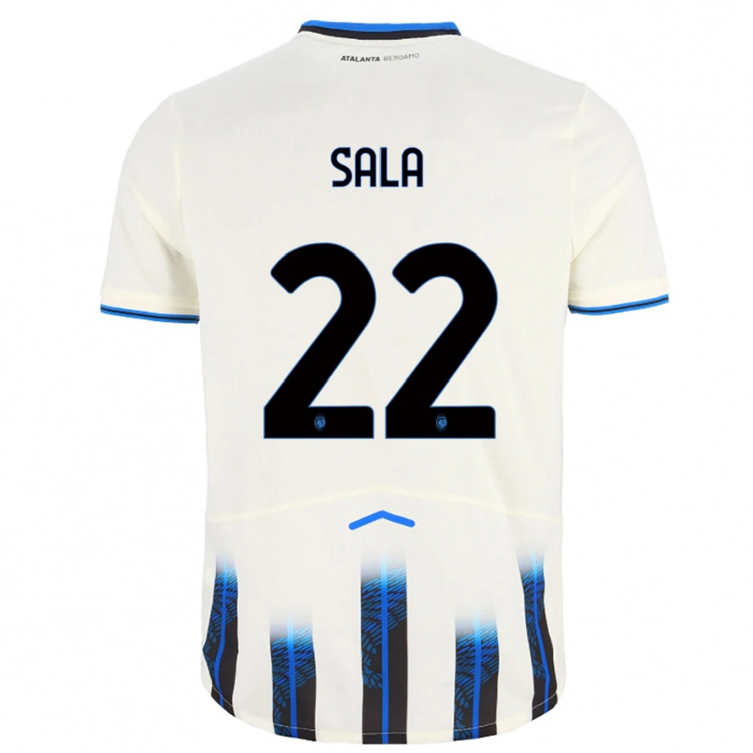 Danxen Homme Maillot Lorenzo Sala #22 Blanc Bleu Tenues Extérieur 2025/26 T-Shirt